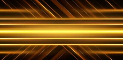 AI generated geometrical neon stripes with straight lines gold line background, photo