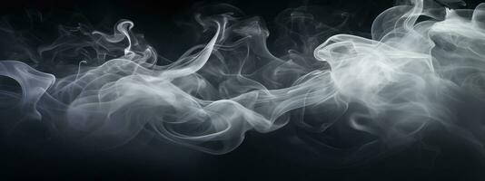 ai generado un negro y blanco fumar de un oscuro habitación, fuego y fumar foto