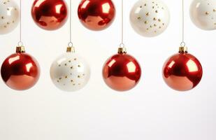 AI generated a white background with christmas ornaments photo