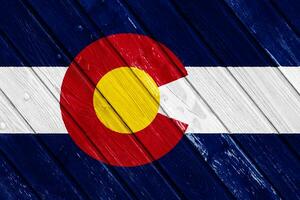 Flag of Colorado USA state on a textured background. Concept collage. photo