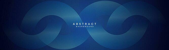 Abstract Dark Blue Waving circles lines Technology Background. Modern gradient with glowing lines shiny geometric shape and diagonal, for brochure, cover, poster, banner, website, header vector