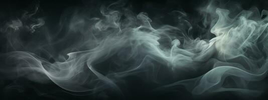 AI generated black and white smoke with flames flying around in a dark room photo