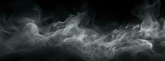 AI generated black and white smoke with flames flying around in a dark room photo