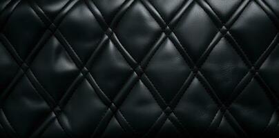 AI generated closeup black leather pattern with diamonds photo