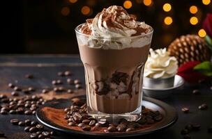 AI generated coffee slush chinese hot chocolate christmas photo