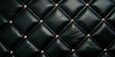 AI generated closeup black leather pattern with diamonds photo