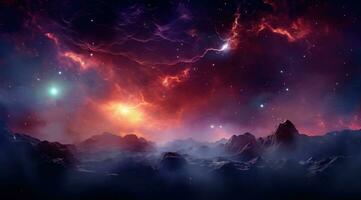 AI generated space starscape clouds and stars in pink, purple, blue photo