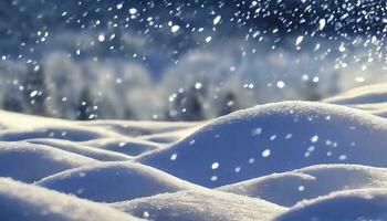 ai generado de invierno abarcar. un sereno escena de nevada y ventisqueros, capturar el belleza de único copos de nieve y escarchado paisajes durante un amable tormenta de nieve. foto