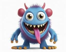 AI generated Tongue-Tied Monster. A Cute and Playful Creature Sporting a Long Tongue, Adding a Touch of Whimsy and Charm to Its Adorable Appearance. photo