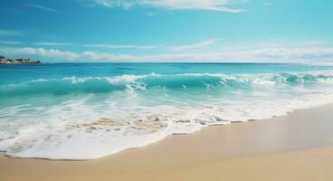 AI generated the beach that has a wave crashing photo