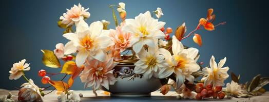 AI generated the beautiful flowers are arranged in a vase photo