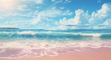 AI generated the beach that has a wave crashing photo
