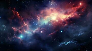 AI generated space starscape clouds and stars in pink, purple, blue photo