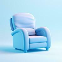 ai generado un azul sillón reclinable silla con piernas aislado foto