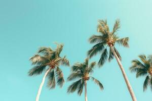 AI generated palm trees standing horizontally against the sky photo