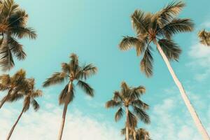 AI generated palm trees standing horizontally against the sky photo