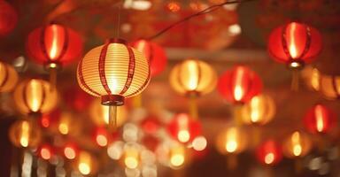 AI generated an image of paper lanterns on a walkway, photo