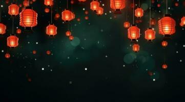 AI generated an image of paper lanterns on a walkway, photo