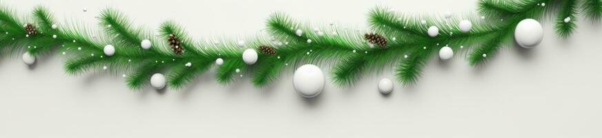 AI generated christmas background with fir balsam wreath isolated photo