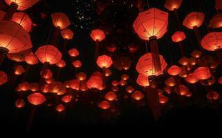 AI generated an image of paper lanterns on a walkway, photo