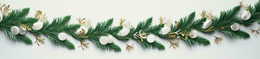 AI generated christmas background with fir balsam wreath isolated photo