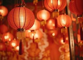 AI generated an image of paper lanterns on a walkway, photo