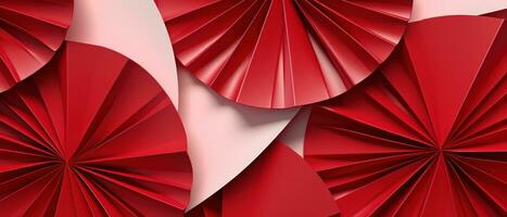 AI generated an image with several red paper fan blades on a white background, photo