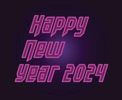 Happy New Year 2024 Abstract Neon Purple Graphic Design Vector Logo Symbol Illustration