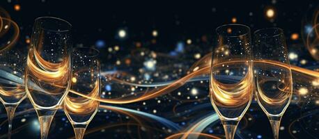 AI generated an image with champagne glasses and sparks photo