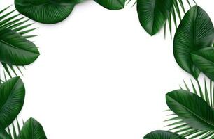 AI generated circular tropical leaves, white background photo