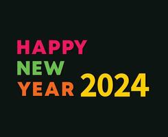 Happy New Year 2024 Abstract Multicolor Graphic Design Vector Logo Symbol Illustration With Black Background