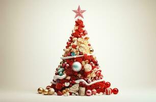 AI generated christmas tree made of candy and spices, photo