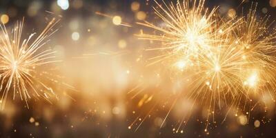 AI generated firework background that glows in the sky photo