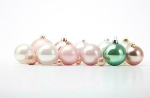 AI generated christmas decorations on a white background photo