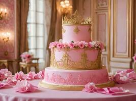 rosado princesa inspirado pastel foto