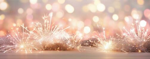 AI generated firework background that glows in the sky photo