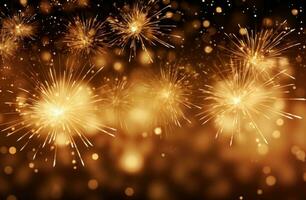 AI generated firework background that glows in the sky photo