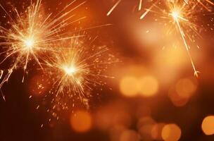 AI generated firework background that glows in the sky photo