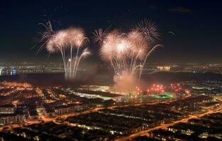 AI generated fireworks light up the sky photo