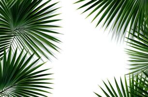 AI generated palm leaves on white background. photo