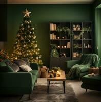 AI generated modern christmas decorating ideas in a home. photo