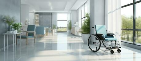 AI generated a wheelchair and a hospital hallway photo