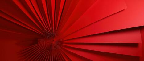 AI generated red paper fan flower on red background photo