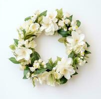 AI generated the wreath features white flowers in the center of it, white background, photo