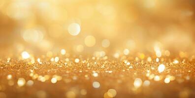 AI generated sparkle blurred golden sparkle bokeh background, photo