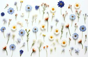 AI generated wild flowers isolated background on white photo