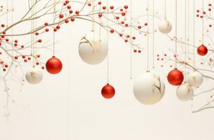 AI generated some red hanging decorations with white branches photo