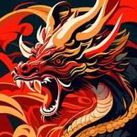 AI generated Dragon head vector design abstract dragon