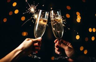 AI generated two people are toasting champagne at a party photo