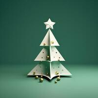 ai generado un resumen Navidad árbol en verde, blanco y estrellas, en el estilo de minimalista etapa diseños foto